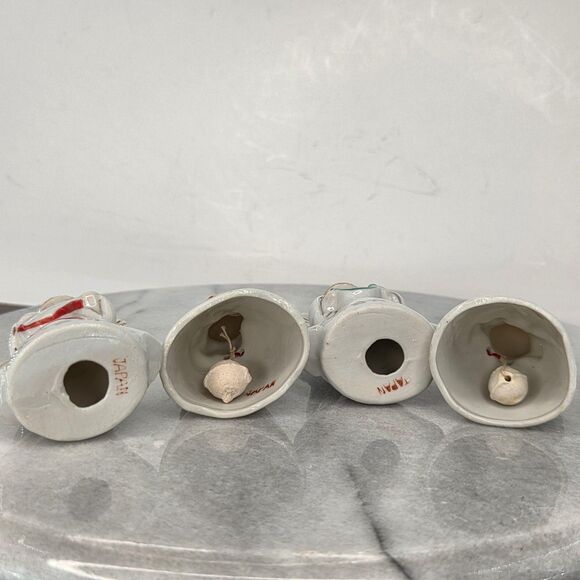 Vintage Japan Angel Bell Figurines Set of 4 Christmas Choir Gold Trim Porcelain - Picture 6 of 8